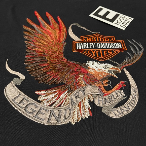 Harley Davidson Black Button Down Long Sleeve Embroidered Logo Mens Size L Shirt - Picture 13 of 17